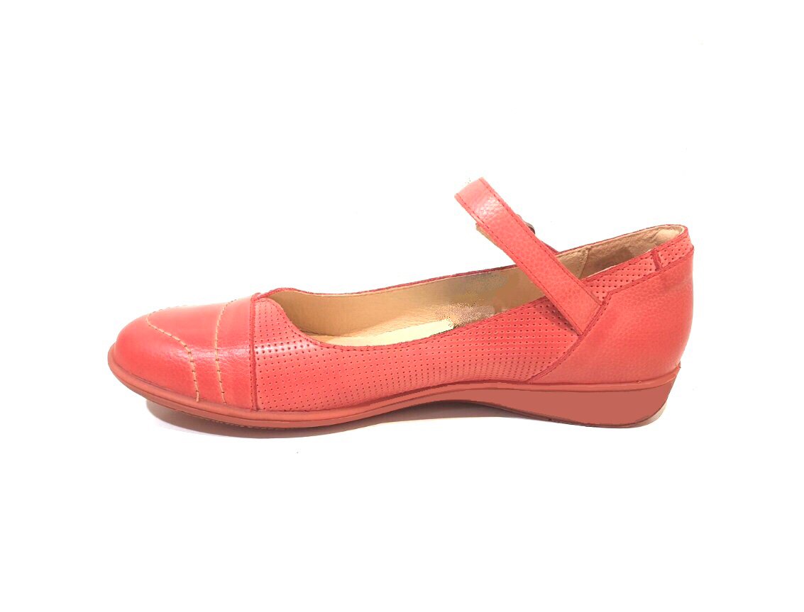 Wanda Panda Aurora Oldy Talco Peach Red Velcro Mary Jane Made In Spain