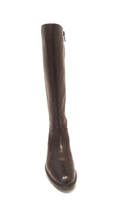 Progetto H024 Light T Moro Brown Knee High Back Lace Zip Boot Made In Italy