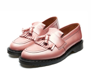 Solovair Iridescent Pink Hi-Shine Tassel Loafer Leather Shoe Made In England