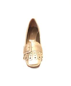 Progetto S161 Rock Platino Metallic Gold Buckle Tassel Court Shoe Made In Italy