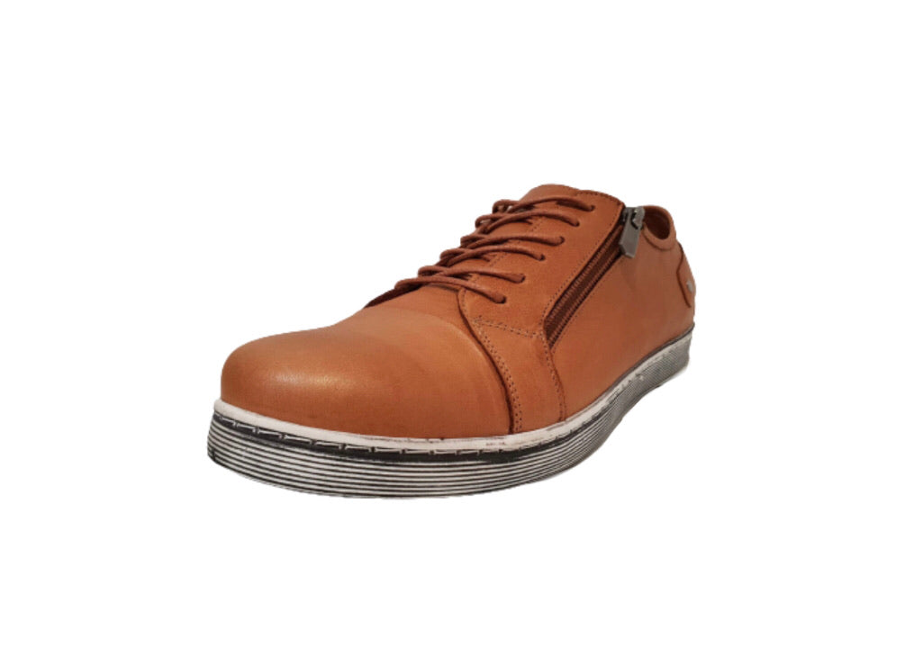 Cabello Comfort EG18 Tan 6 Eyelet Zip Shoe Made In Turkey