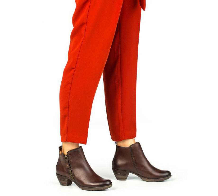 Pikolinos Rotterdam 902-8900 Olmo Brown Zip Ankle Boots Made In Spain