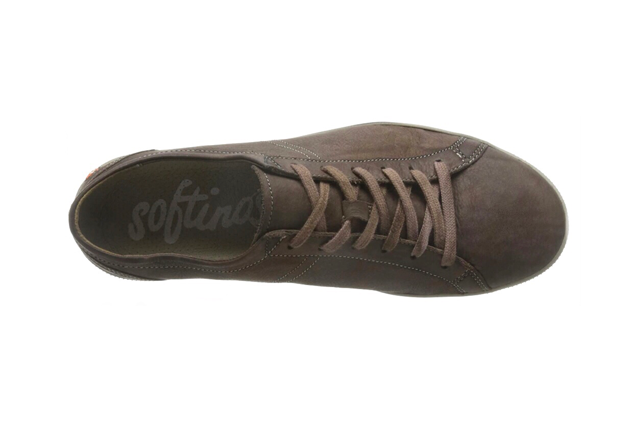 Softinos Tom Washed Coffee Brown Leather Lace Up 6 Eyelet Shoe Made In Portugal