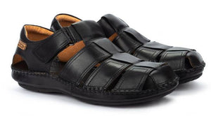 Pikolinos 06J-5433 Black Leather Sandals Mens Velcro Made In Spain