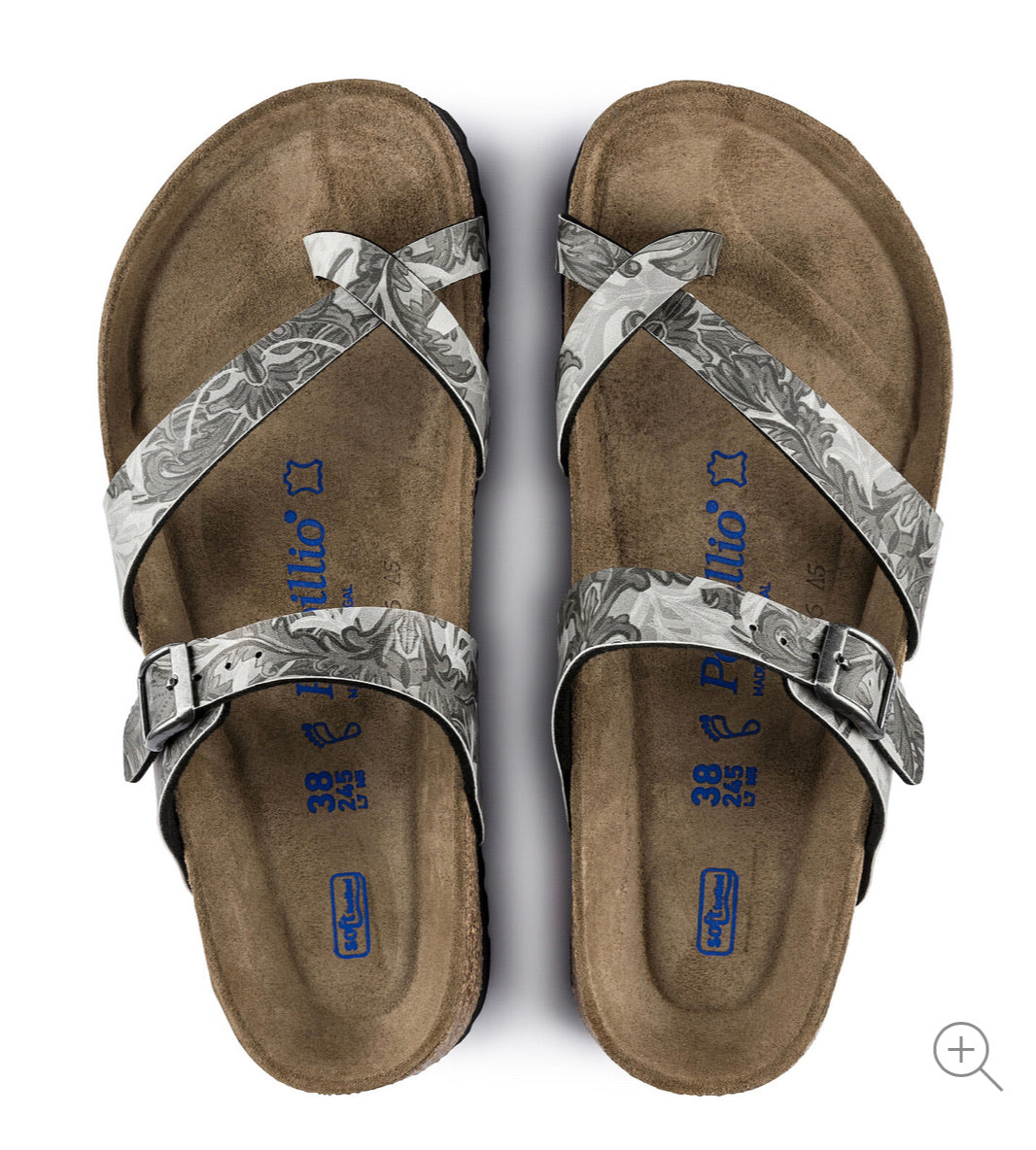 Papillio By Birkenstock Tabora Damask Grey Soft Footbed Made In Portugal