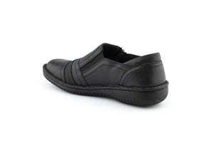 Cabello Comfort 5849-27 Black Crinkle Zip Shoe Made In Turkey