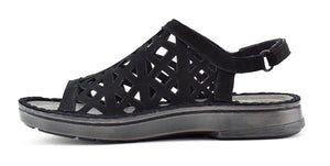 Naot Amadora Black Velvet Nubuk Leather Ladies Sandals Made In Israel