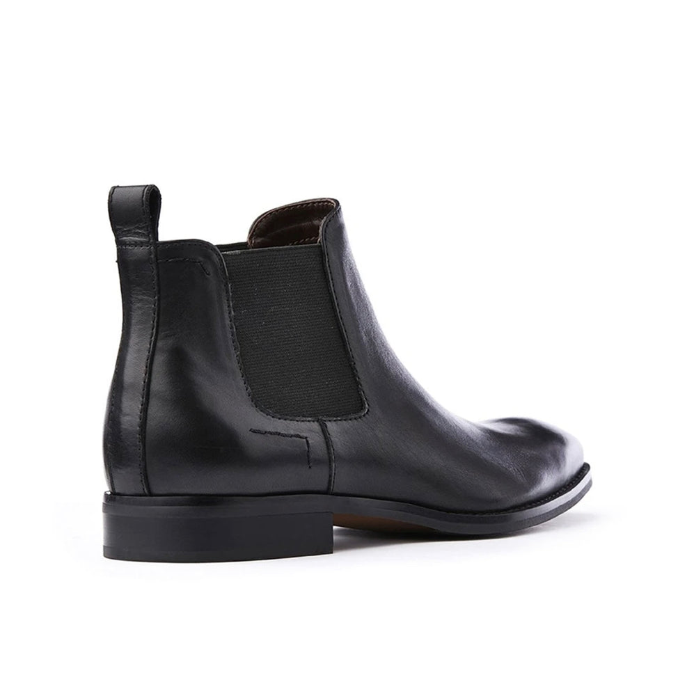 Croft Ethan Black Leather Elastic Sided Chelsea Ankle Boot