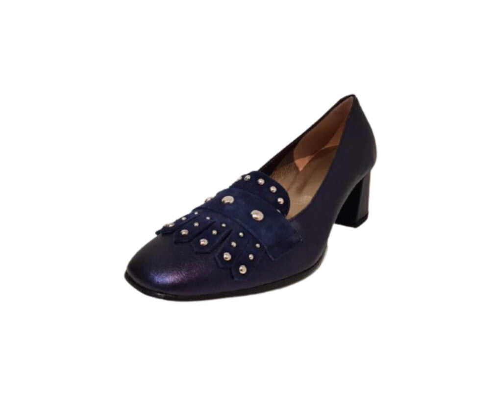 Progetto S176 Rock Cobalto Blue Leather Tassel Court Shoe Made In Italy