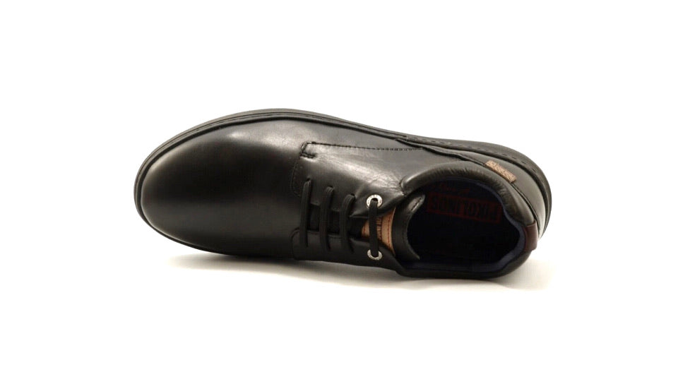 Pikolinos M7P-4326C1 Black Leather Mens 4 Eyelet Padded Collar Shoe Made In Spain