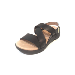 Wonders C-4403 Black Negro Pergamena Leather Sandals Made In Spain