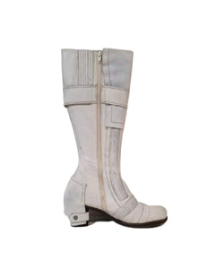Eject EJW14-50 White Zip Knee High Boot Made In Portugal