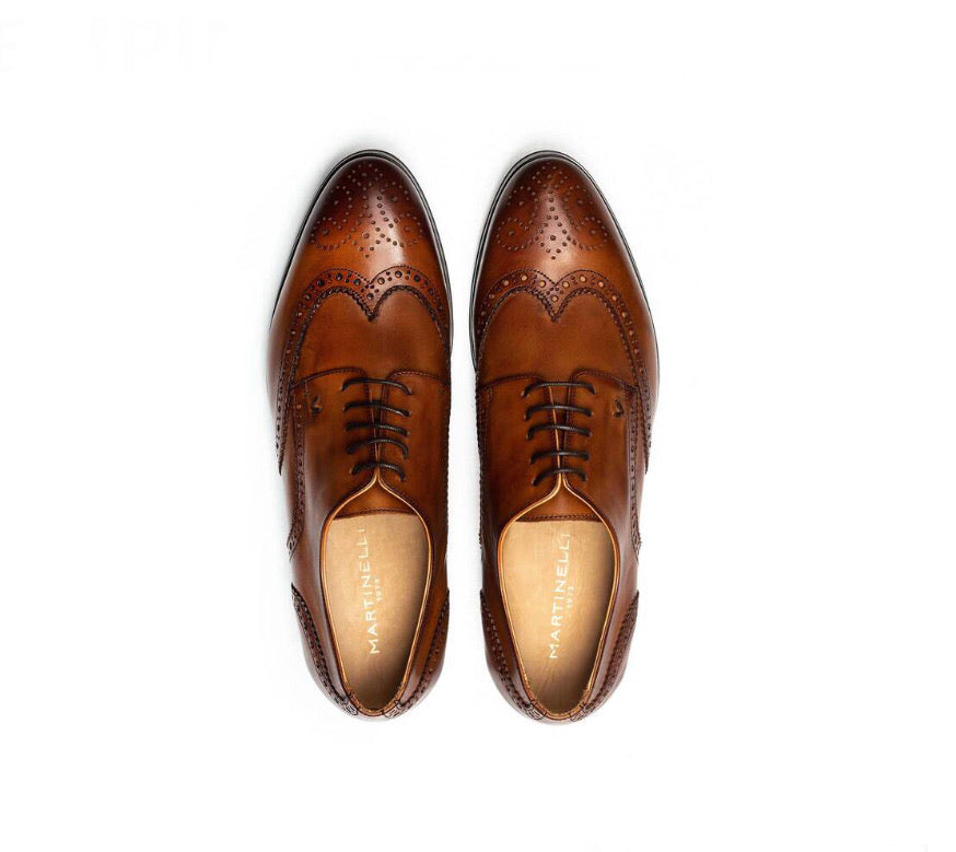 Martinelli 1492-2633EYM Cuero Light Tan Empire Leather 5 Eyelet Brogue Made In Spain