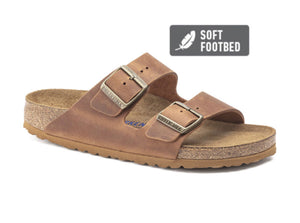 Birkenstock Arizona Cognac Oiled Leather Soft Footbed Made In Germany