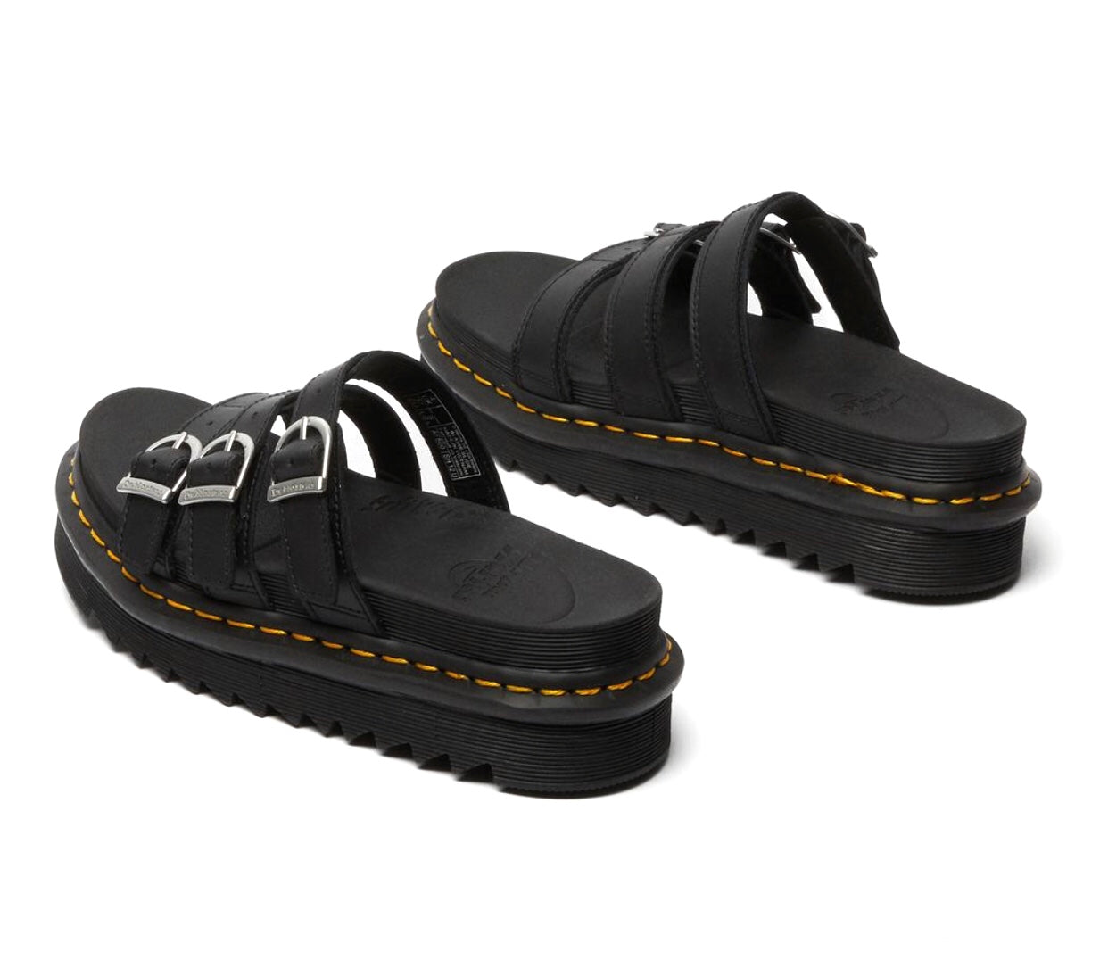 Dr. Martens Blaire Hydro Black Yellow Stitch Slide