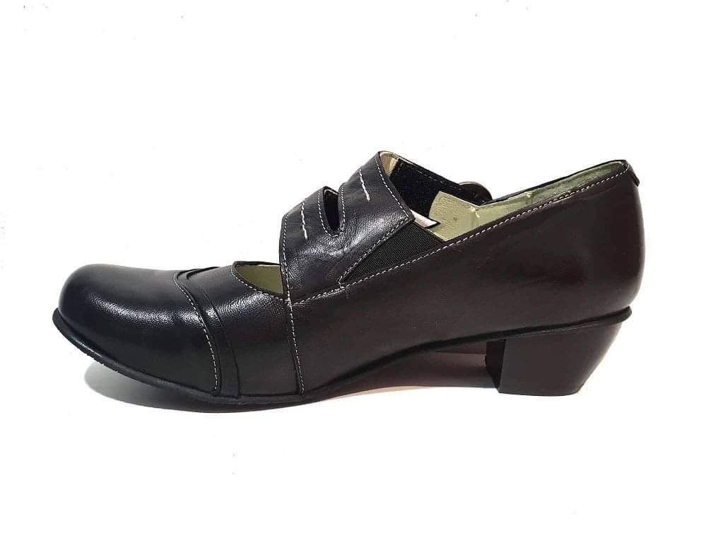 Mentha Alt Black Leather Women’s Court Shoes Mary Jane Double Buckle Velcro Made In Portugal