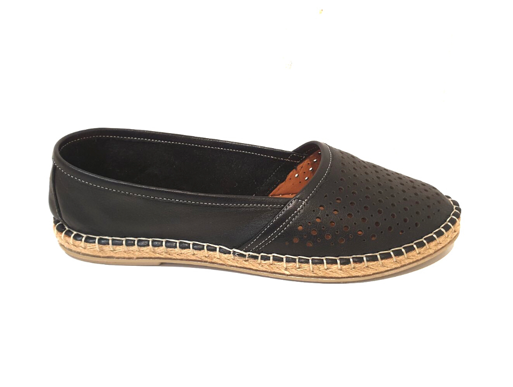 Bueno Tikka Black Perforated Slip On Shoe Made In Turkey