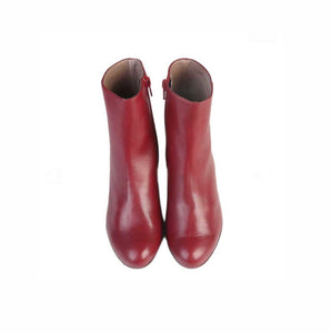 Wonders I-6833 Rubi Red Leather Zip Ankle Boot Made In Spain