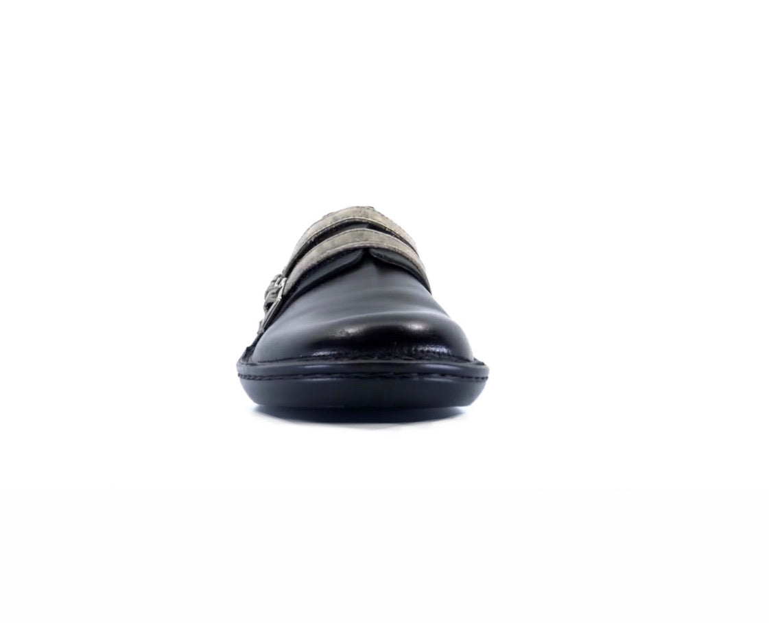 Naot Celesta Black Leather 2 Buckle Shoe Made In Israel