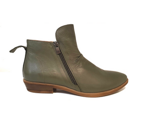 Sala Europe Gael Dark Olive Zip Ankle Boot Made In Turkey