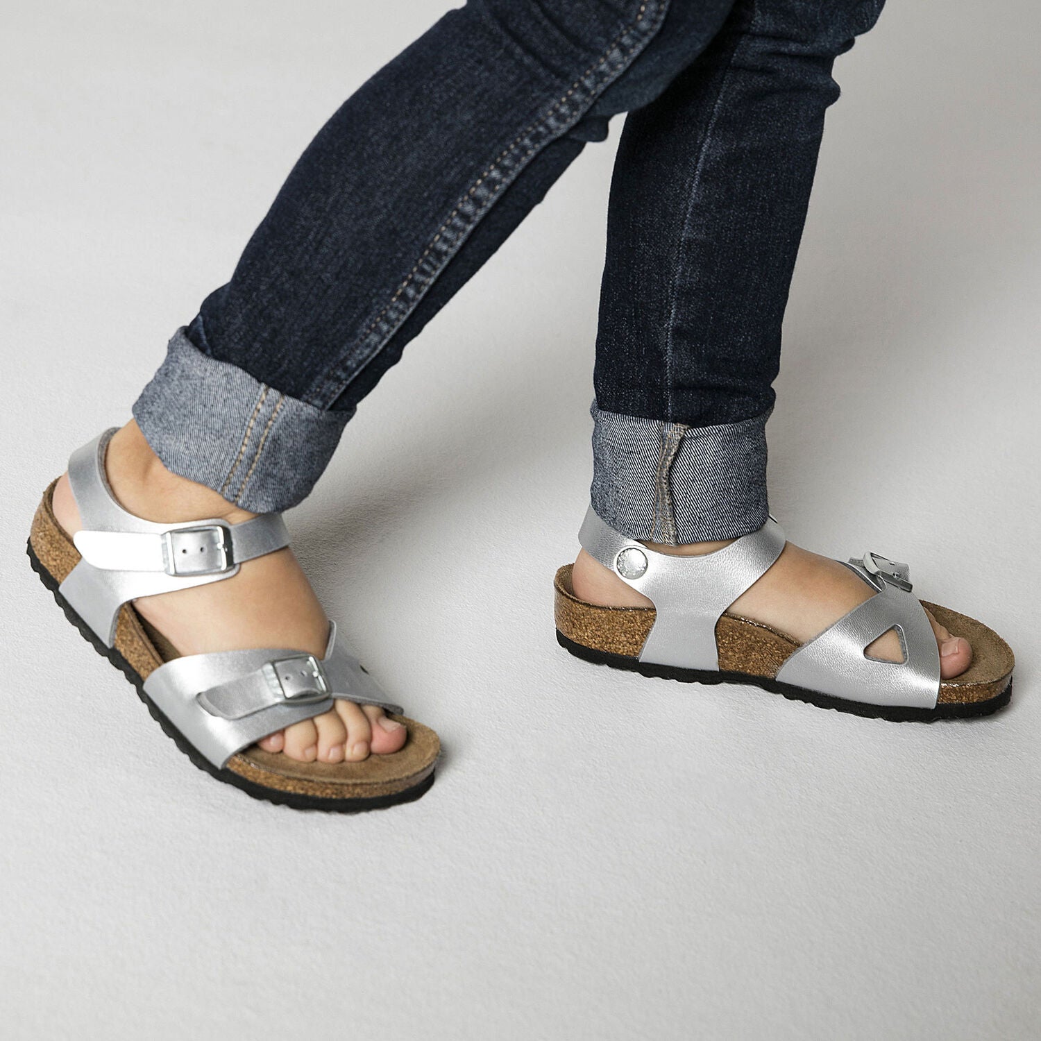 Birkenstock Rio Kids Silver Birko-Flor Made In Germany