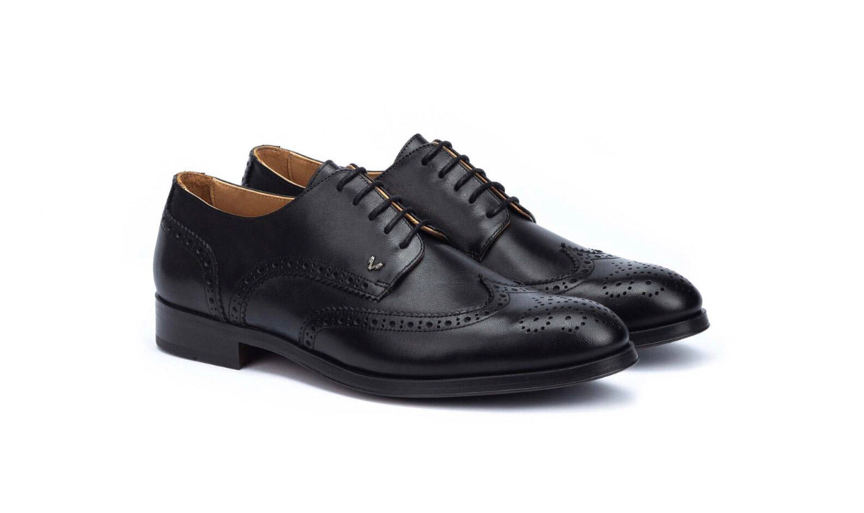 Martinelli 1492-2633EYM Black Empire Leather 5 Eyelet Brogue Made In Spain
