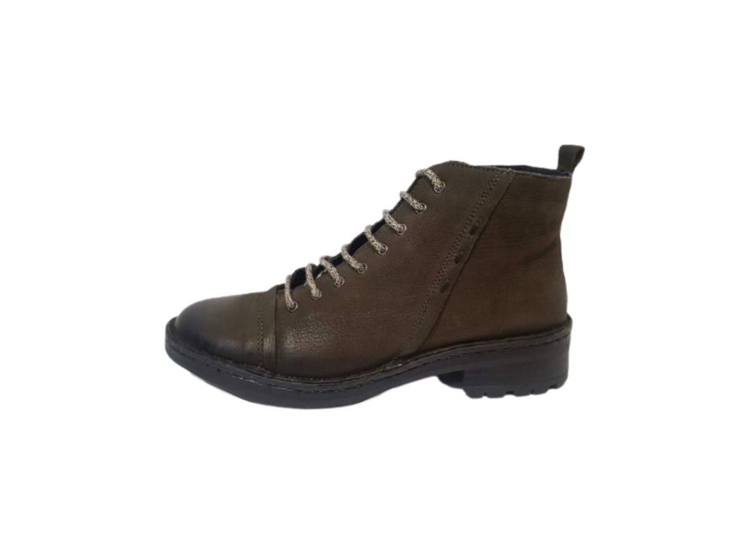 Relax 379-021 Loden Green 8 Eyelet Zip Ankle Boot Made In Albania