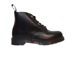 Dr. Martens 101 Black Smooth Red Stitching Ankle 6 Eyelet Boot