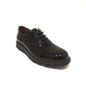 Wonders A-5605 Black Negro Patent Leather 4 Eyelet Shoe Made In Spain
