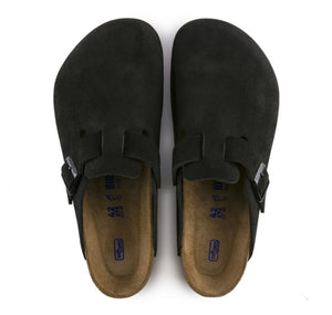 Birkenstock Boston Black Suede Soft Footbed Made In Germany