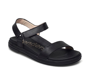 Wonders B-7410 Black Willer Negro Leather Velcro Sandal Made In Spain