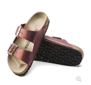 Birkenstock Arizona Washed Metallic Port Suede Leather Made In Germany