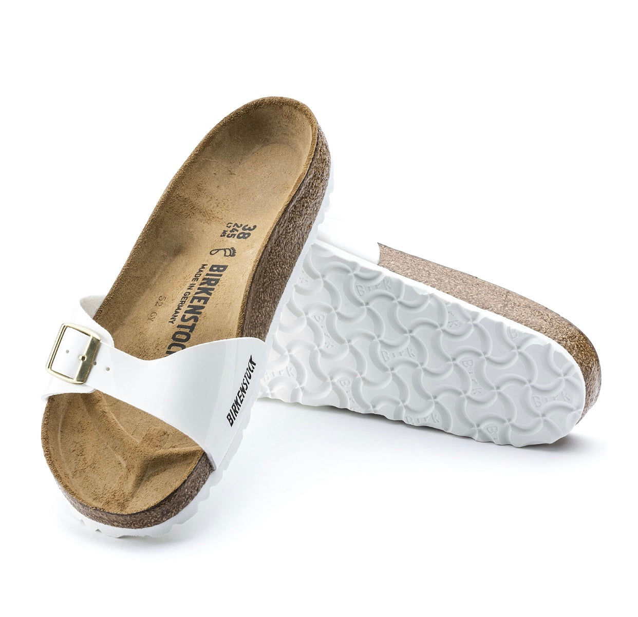 Birkenstock Madrid Patent White Birko-Flor Made In Germany