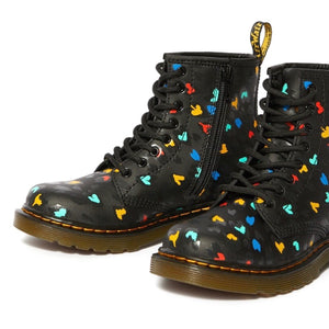 Dr. Martens 1460 Black Heart Printed Zip Junior 8 Eyelet Boot