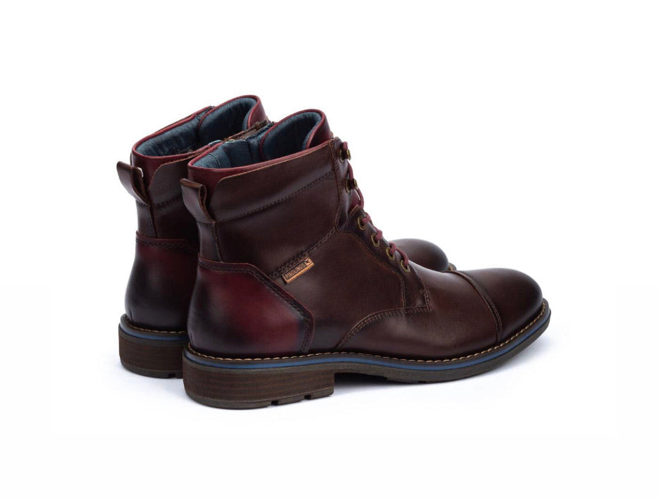 Pikolinos M2M-8170 Olmo Brown 6 Eyelet Zip Ankle Boot Made In Spain