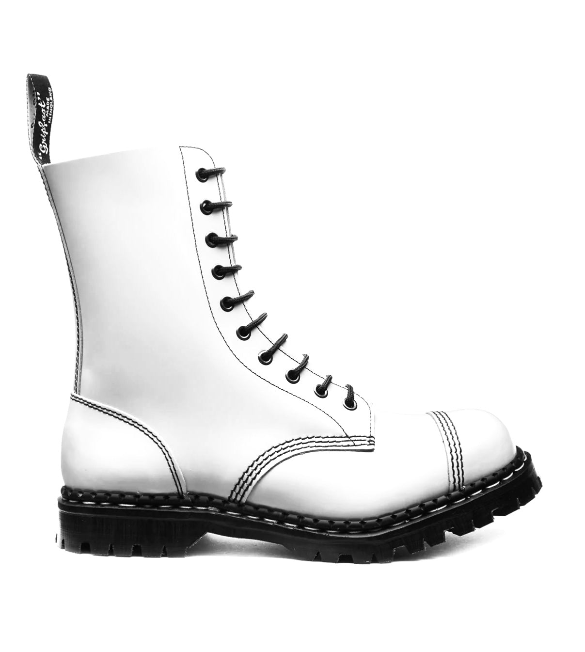 Gripfast White Hi-Shine Steel Toe 10 Eyelet Boot Made In England