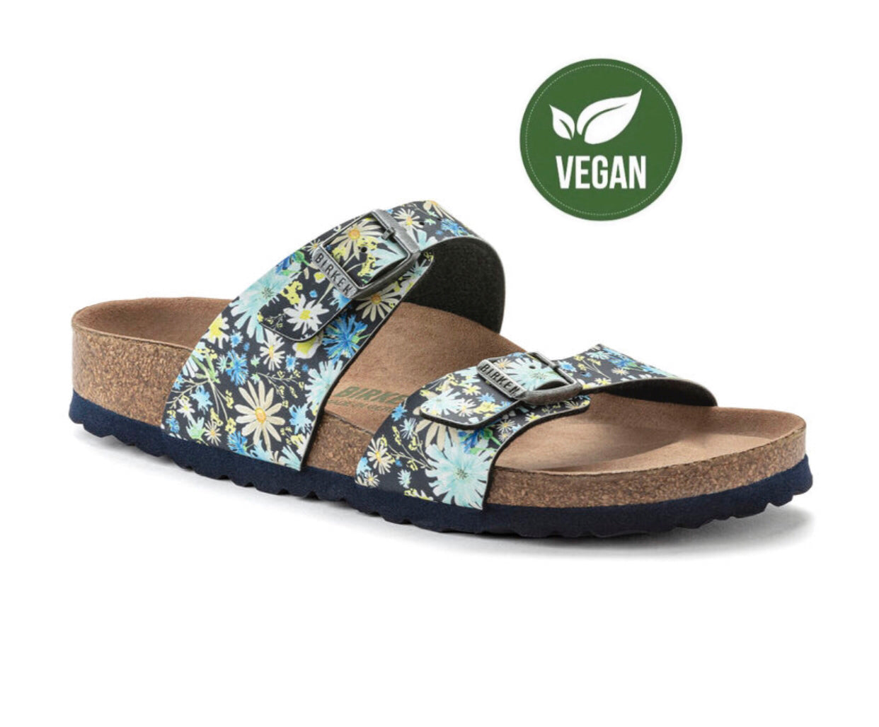 Birkenstock Sydney Dusty Blue Floral Birko-Flor Vegan Made In Germany
