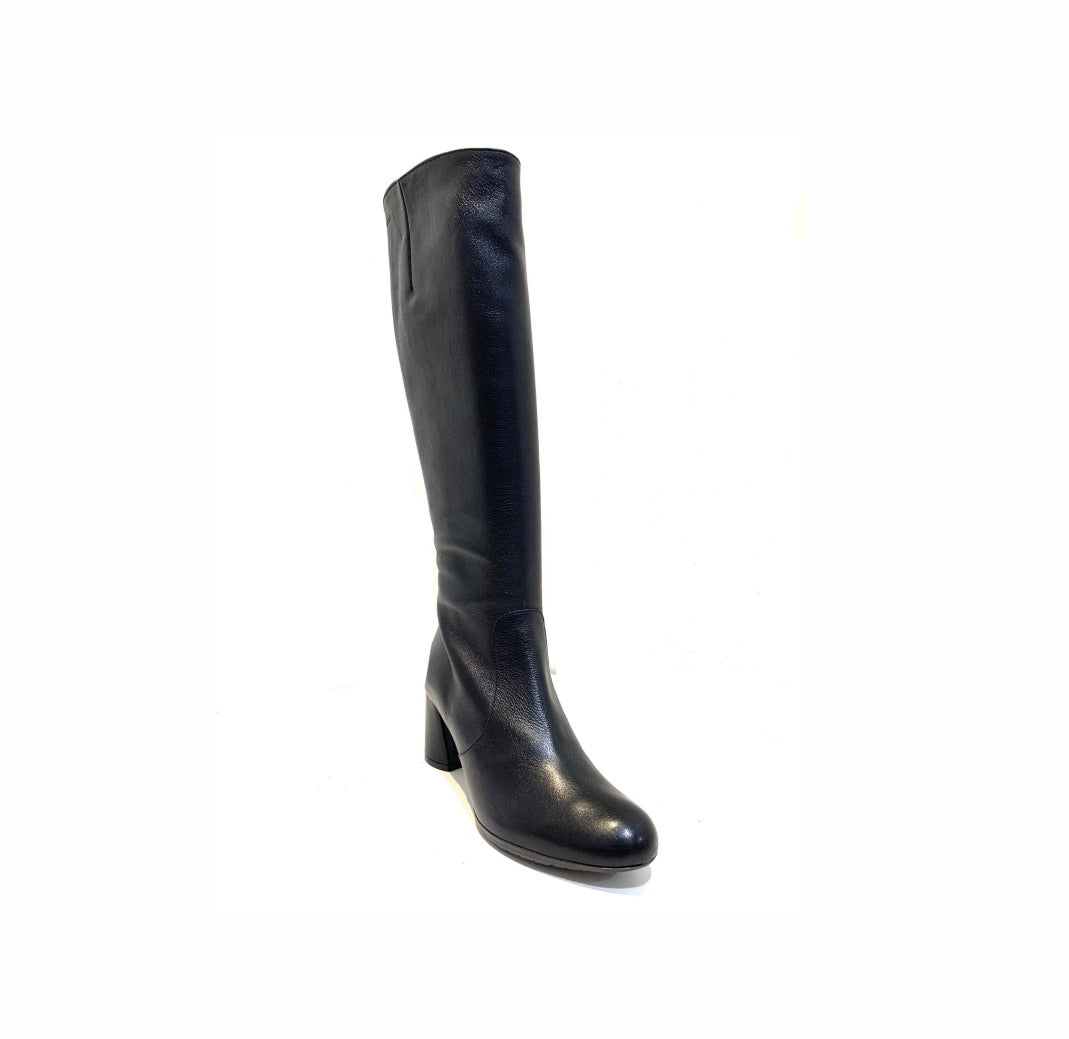 Wonders I-6832 Black Knee High Boots Zip Made In Spain