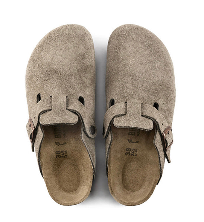 Birkenstock Boston Taupe Suede Made In Germany