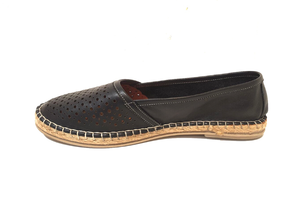 Bueno Tikka Black Perforated Slip On Shoe Made In Turkey