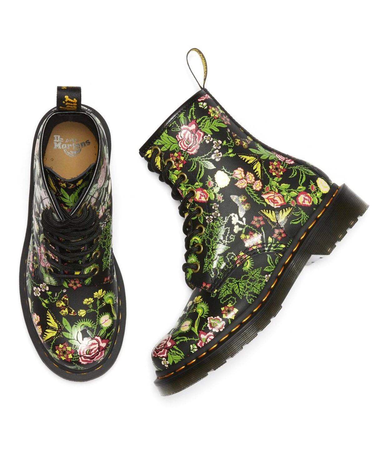 Dr. Martens 1460 Black Bloom Backhand Floral Ankle 8 Eyelet Boot