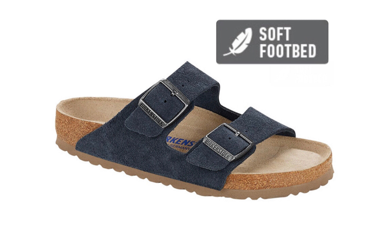 Birkenstock arizona soft footbed navy suede on sale