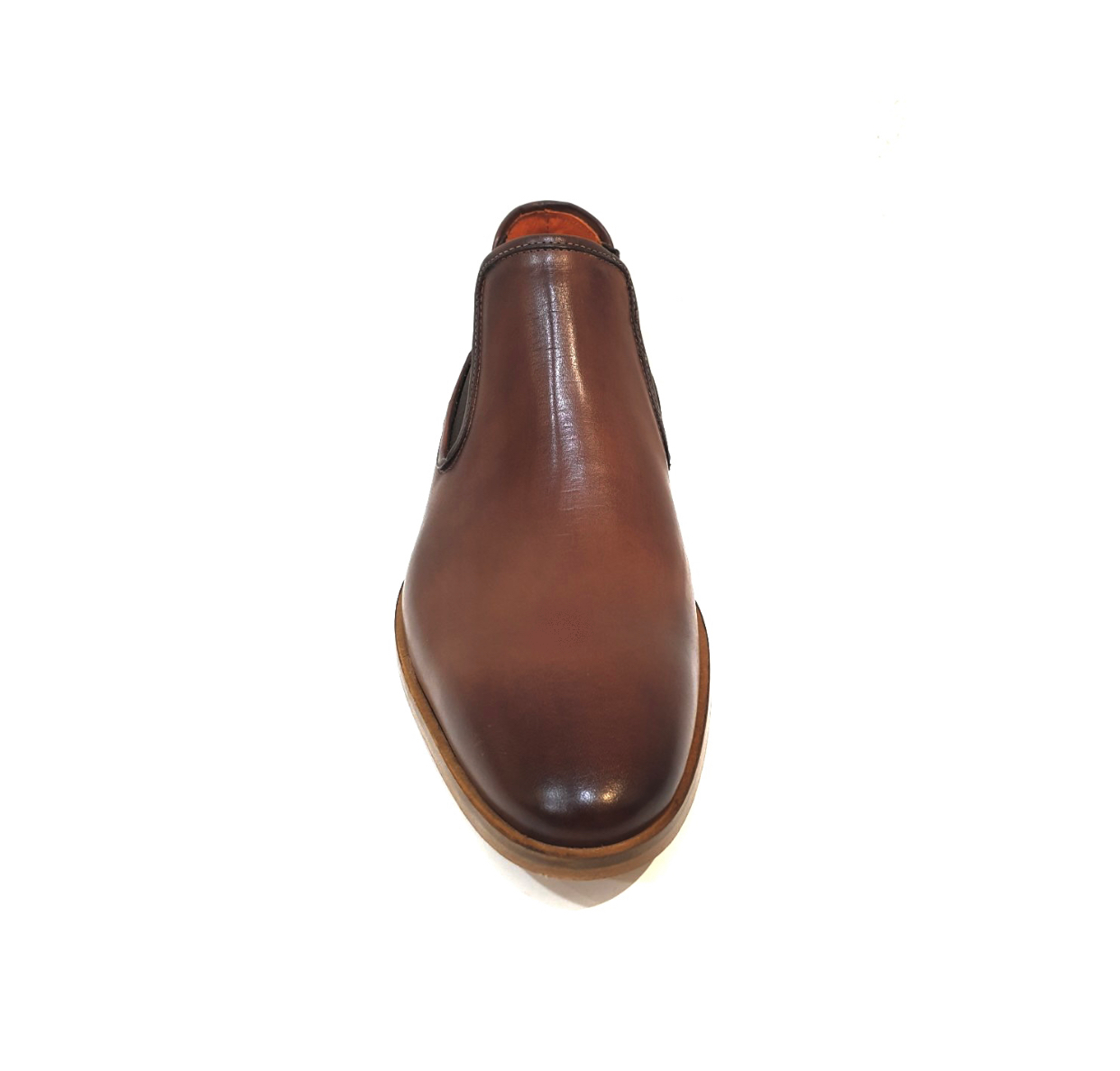 Imaschi Gold 3651 Vitello Brandy Dark Brown Leather Chelsea Boot Made In Italy