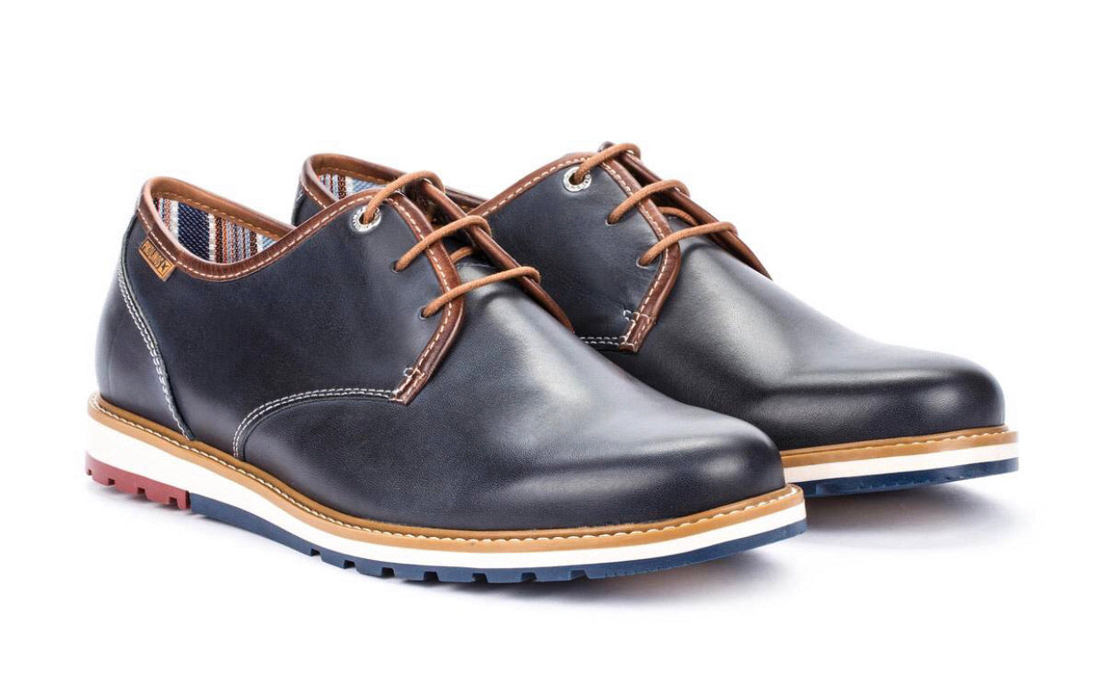 Pikolinos M8J-4195 Nautic Blue Mens 3 Eyelet Lace Up Made In Spain
