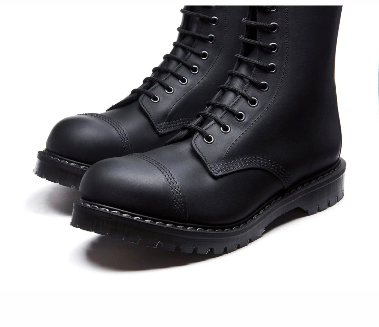 Solovair Black Greasy Steel Toe 11 Eyelet Boot Made In England