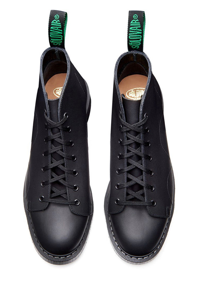 Solovair Monkey Black Greasy Eyelet Boot Made In England