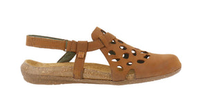 El Naturalista 5063 Wood Light Tan Flats Sandals Made In Spain
