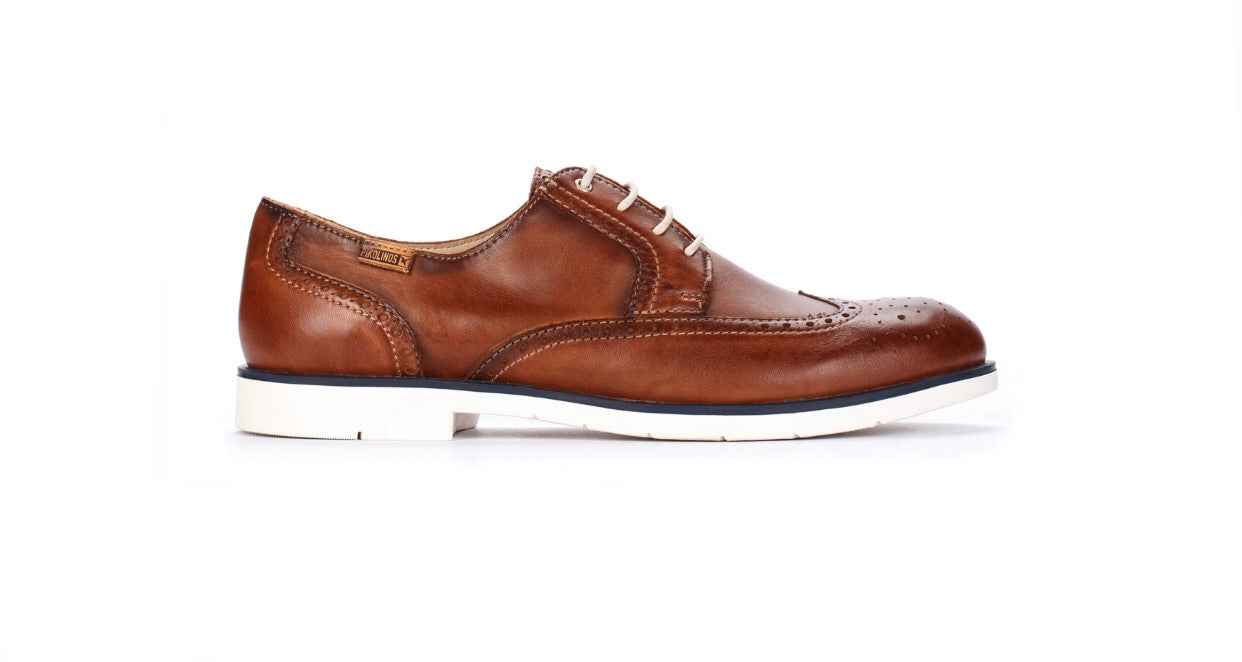 Pikolinos M4G-4111C1 Cuero Light Tan Mens 4 Eyelet Brogue Made In Spain