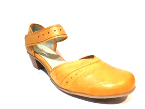 Mentha Andie Yellow Leather Women’s Court Shoes Mary Jane Velcro Made In Portugal