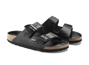 Birkenstock Arizona Black Embossed Leather Made In Germany